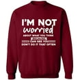 thumbnail image 1 of Unisex Crewneck Sweatshirt, Worried About What You Think, Slim Fit, Long Sleeve Sweater - Cardinal Red X-Large, 1 of 2
