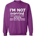 thumbnail image 1 of Unisex Crewneck Sweatshirt, Worried About What You Think, Slim Fit, Long Sleeve Sweater - Purple X-Large, 1 of 2