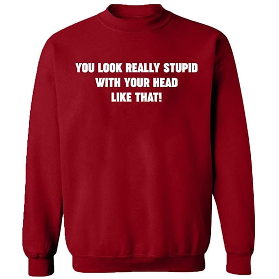 Unisex Crewneck Sweatshirt, You Look Really Stupid, Custom Sweater, Slim Fit, Long Sleeve Sweater - Antiquee Cherry Medium