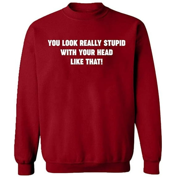 Unisex Crewneck Sweatshirt, You Look Really Stupid, Custom Sweater, Slim Fit, Long Sleeve Sweater - Antiquee Cherry Small