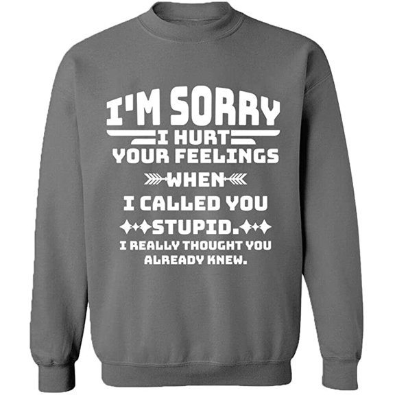 Unisex Crewneck Sweatshirt, You Stupid I Thought You Knew, Slim Fit, Long Sleeve Sweater - Graphite Heather Large