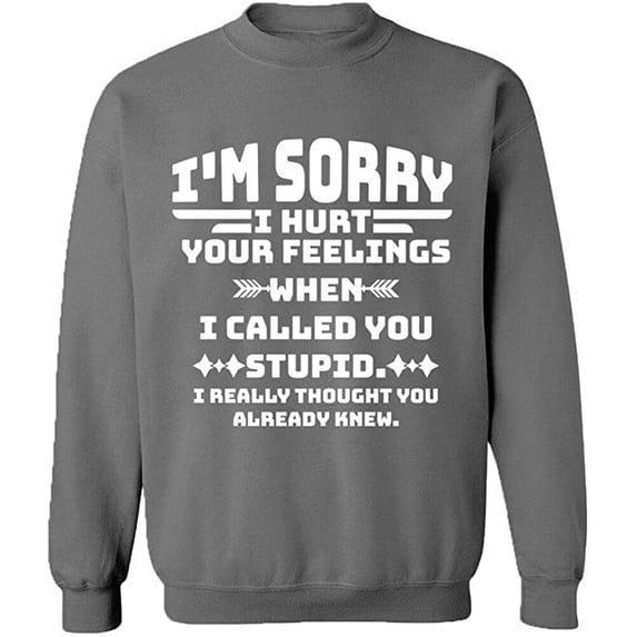 Unisex Crewneck Sweatshirt, You Stupid I Thought You Knew, Slim Fit, Long Sleeve Sweater - Graphite Heather Large