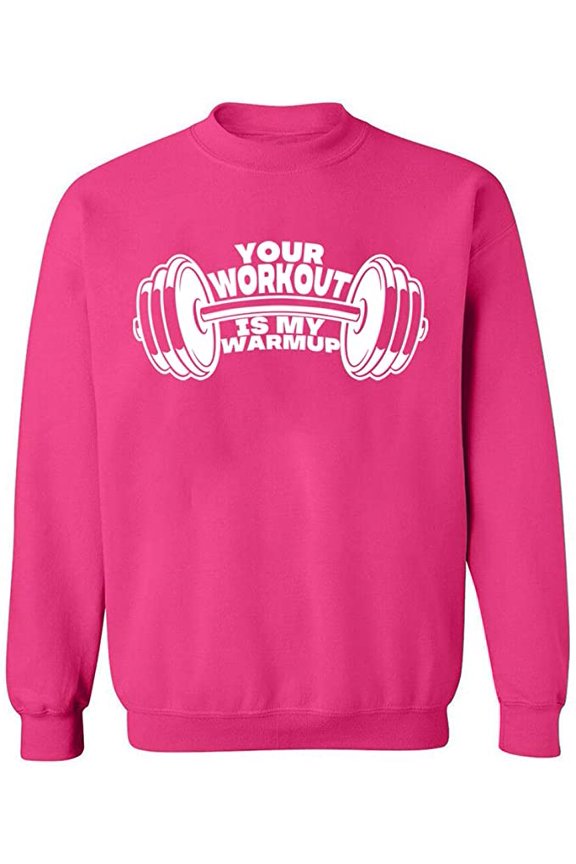 Unisex Crewneck Sweatshirt, Your Workout is, Custom Sweater, Slim Fit, Long Sleeve Sweater - Heliconia Large