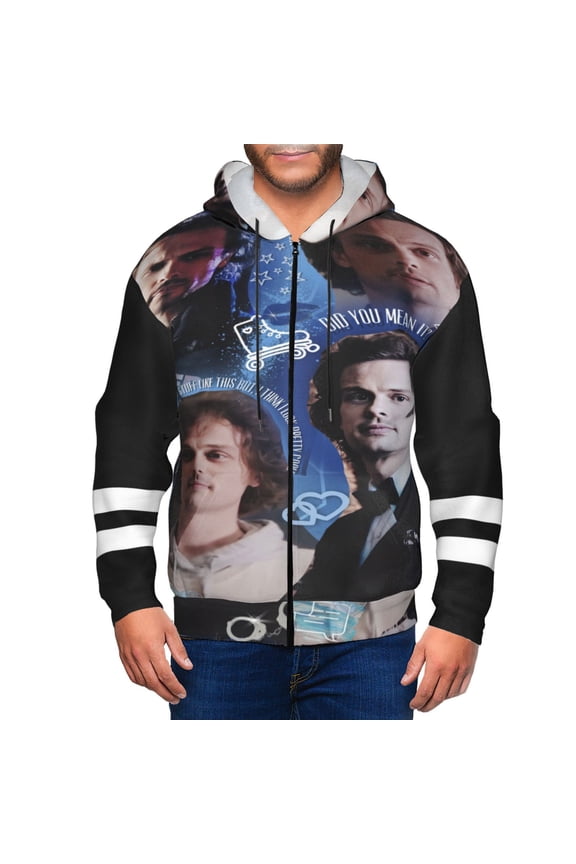 Unisex Criminal Minds Spencer Reid Zip-Up Hoodie Zipper Hooded Sweatshirt Outdoor Jacket with Pockets