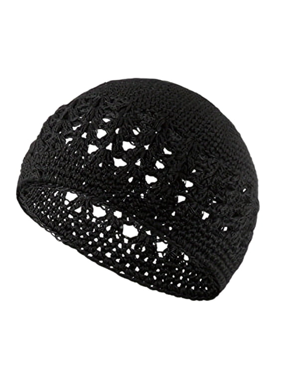Unisex Crochet Beanie Open Weave Design Breathable Knit Summer Cap Light Summer Day Hat One Size