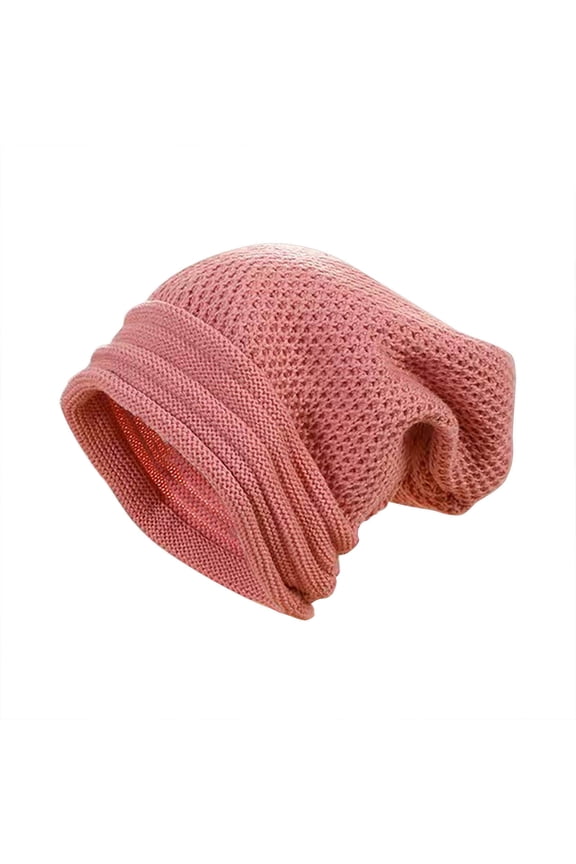 Unisex Crochet Beanie Slouchy Knit Slouchy Hat Oversize Skull Cap for Fall and Winter Pink