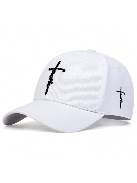Unisex Cross Embroidered Baseball Cap Adjustable Breathable Casual Sun Hat Jesus Faith Design for Outdoor Sports