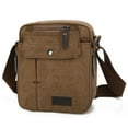thumbnail image 1 of Unisex Crossbody Bags TeqHome Canvas Crossbody Bags for Phone Tablet PC Key Messenger Purse Shoulder Bag with Adjustabke Belt Brown, 1 of 11