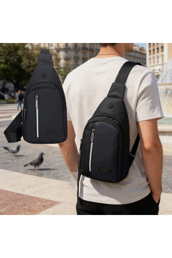 Unisex Crossbody Sling Bag Waterproof Oxford Single Shoulder Backpack Chest Pack with Multiple Pockets Headphone Port for Hiking Travel Commuting Cycling Daily Use