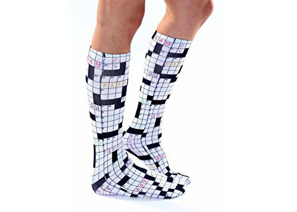 Unisex Crossword Puzzle 100 Polyester Word Champ Novelty Knee High