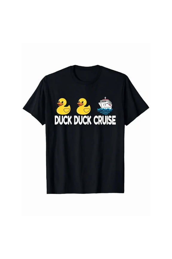 Unisex Cruise Ship & Duck Graphic Tee Soft Breathable Crew Neck Short Sleeve