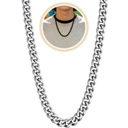 Unisex Cuban Link Curb Chain Necklace, 316L Stainless Steel Black Gold Plated Chunky Chain, 3/5/7mm Width, 15.7-23.6 Inches Fashion Hip Hop Jewelry