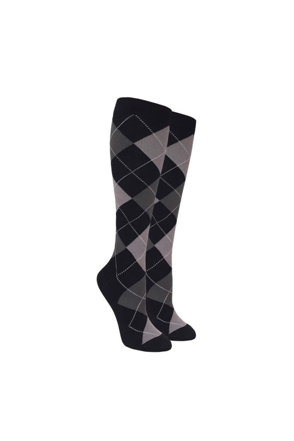 Unisex Cushioned Support Socks for All-Day Comfort, Reinforced Heel & Toe, Solid Black-Grey Argyle, Small-Medium
