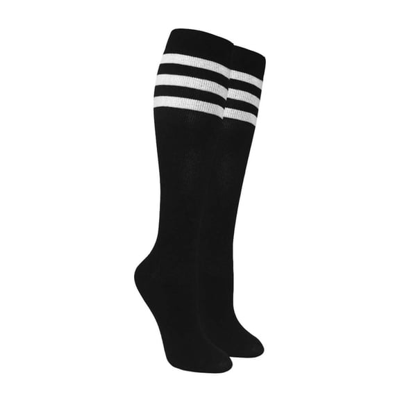 Unisex Cushioned Support Socks for All-Day Comfort, Reinforced Heel & Toe, Solid Black-Triple Striped, Small-Medium