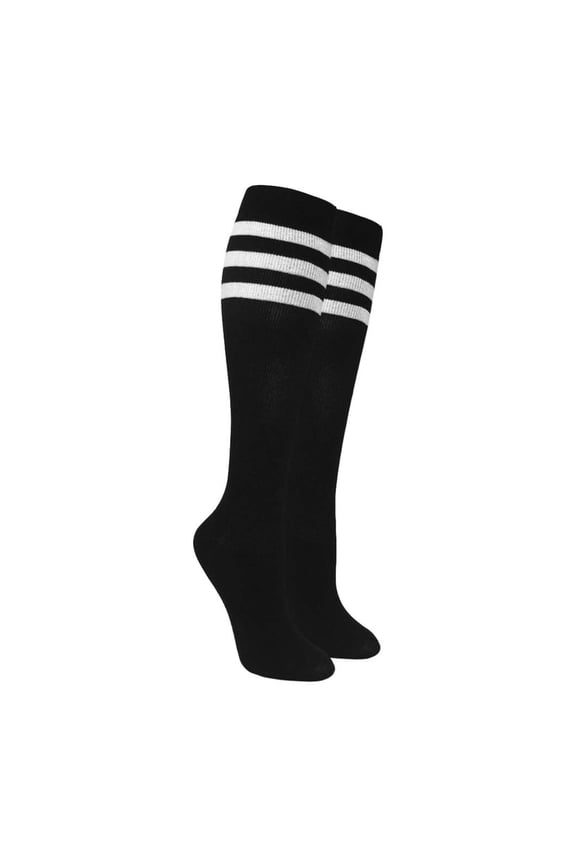 Unisex Cushioned Support Socks for All-Day Comfort, Reinforced Heel & Toe, Solid Black-Triple Striped, Small-Medium