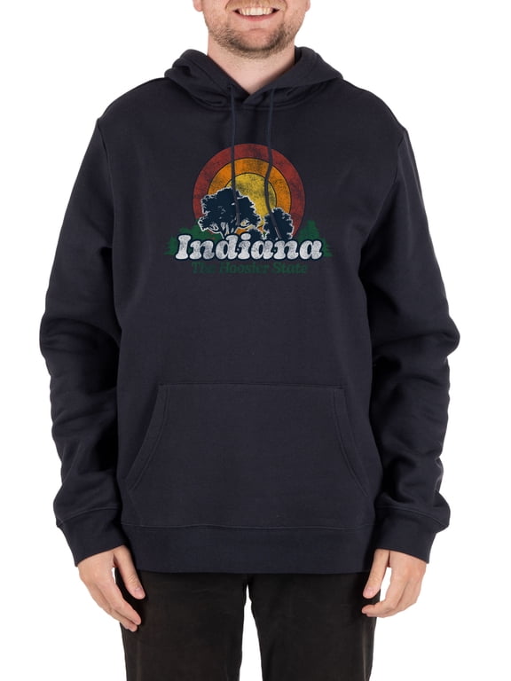 Unisex Custom State Indiana Hoodie Pullover Sweatshirt for Home,S,State Retro Sunset