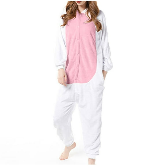 Unisex Cute Animal onesiesSherpa Jumpsuit Fleece One Piece Halloween Pajama Plush Hooded Romper Cosplay Sleepwear