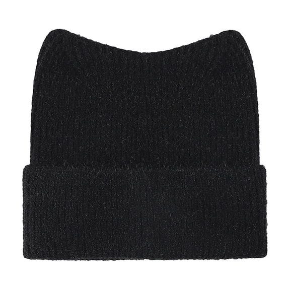 Unisex Cute Cat Ear Cable Knit Beanie - Winter Warm Soft Knitted Cap