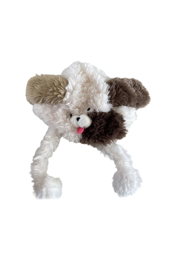 Unisex Cute Dog Hat Plush Ear Flaps Thermal Warm Hat with Fleece Lining