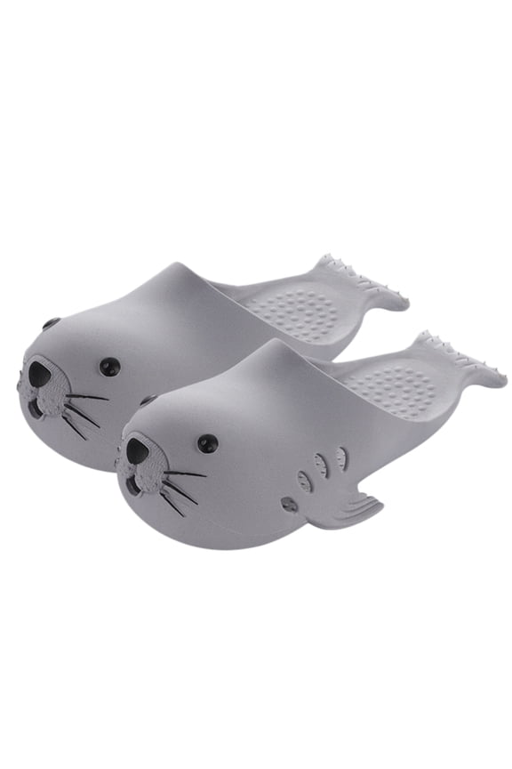 Unisex Cute Seal Closed Toe Slippers, Indoor Outdoor Beach Slip-On Sandals