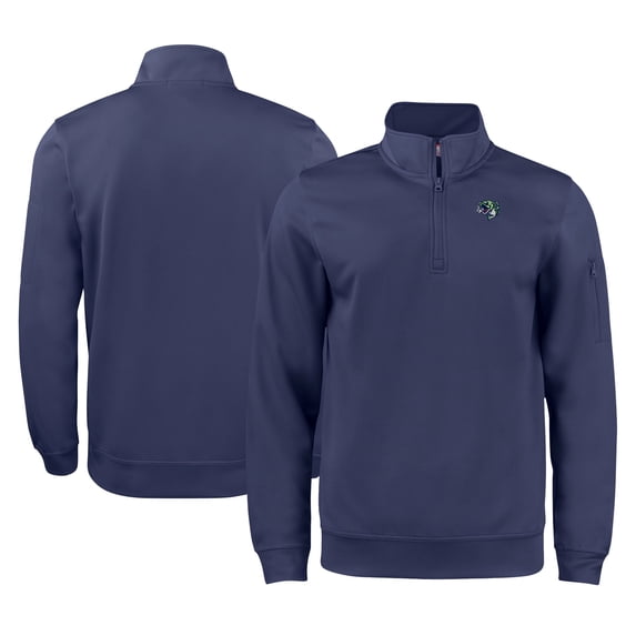 Unisex Cutter & Buck Navy Gwinnett Stripers Clique Lift Eco Performance Half-Zip Pullover Top
