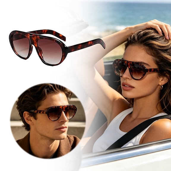 Unisex Cycling Glasses Oversized Pilot Frame Sun Shades, Anti Glare Sports Eyewear Uv Blocking Comfortable Fit For Riding Driving And Men Women Outdoor Goggles Brown - 15cm