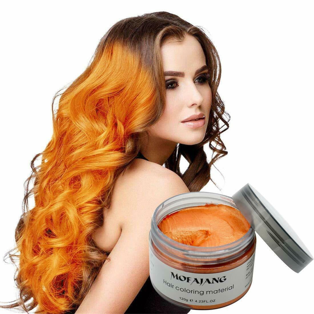 Orange Temporary Hair Color Wax 7.06 Oz, Hair Wax Color Hair Dye Styling  Clay Mud, Instant Hair Coloring Cream for Birthday, Party, Cosplay, Diy