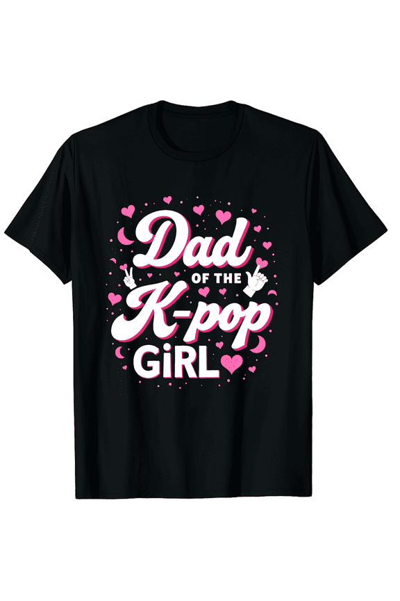 Unisex Dad of the K-Pop Girl Hearts & Hands Crew Neck Short Sleeve T-Shirt