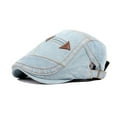 thumbnail image 1 of Unisex Denim Ivy Cap - Vintage Washed Newsboy Hat with Adjustable Strap, Casual Cotton Blend Beret for Men and Women-Light Blue, 1 of 4