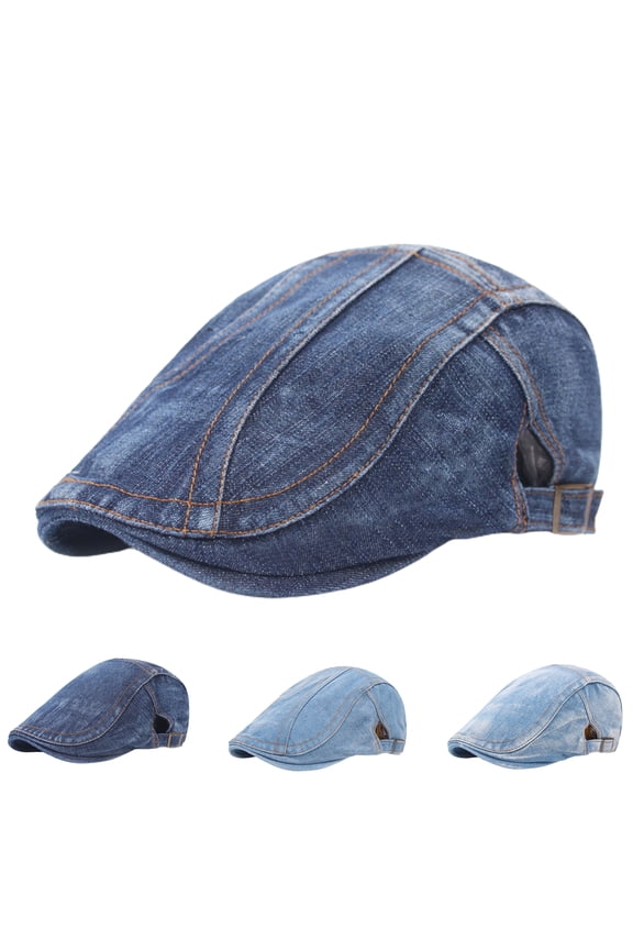 Unisex Denim Newsboy Hats Flat Ivy Gatsby Cabbie Driving Berets Hat Cotton Dad Cap for Men Women