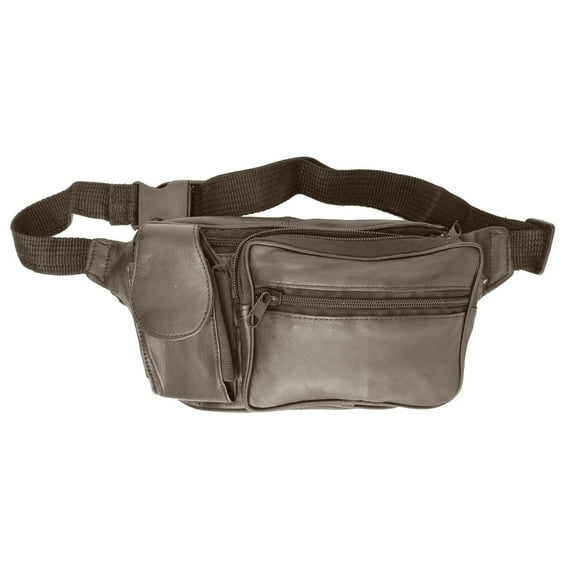 Unisex Design Genuine Soft Leather Travel Fanny Pack with Cellphone Pouch 305 (C)
