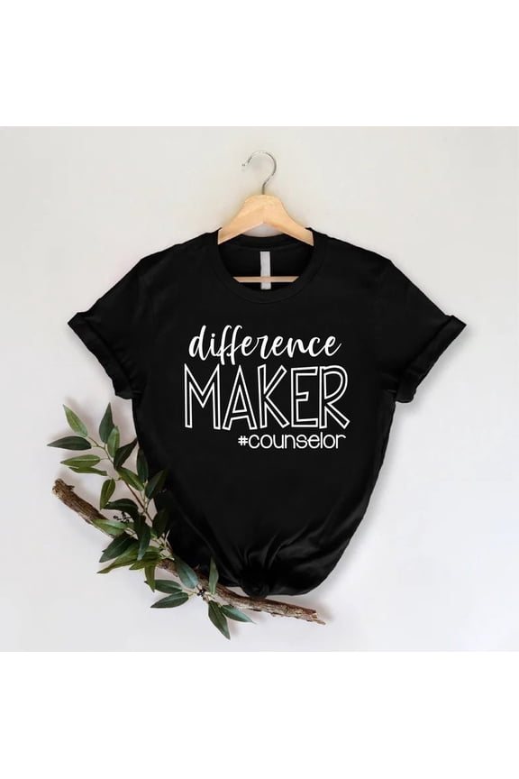Unisex Difference Maker School Counselor Appreciation T-Shirt Cotton Graphic Tee-All Size S-5Xl