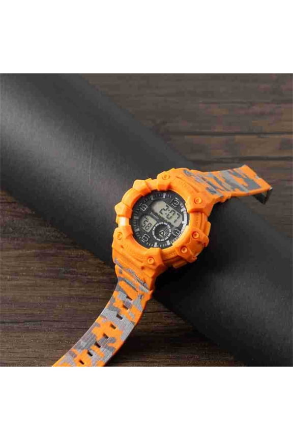 Unisex Digital Analog Camouflage Wristwatch – Durable Resin Strap, Water Resistant Multifunctional Display for Daily Use