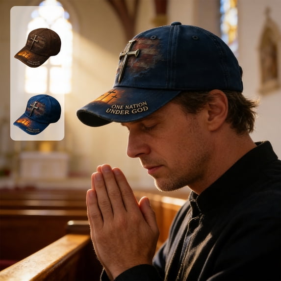Unisex Digital Printed Christian Baseball Cap - Outdoor Travel Sun-Blocking Hat with Curved Brims, Breathable Lightweight Comfortable Cap for Adults Hiking Camping Daily Casual Use, 3*4*7in, Blue