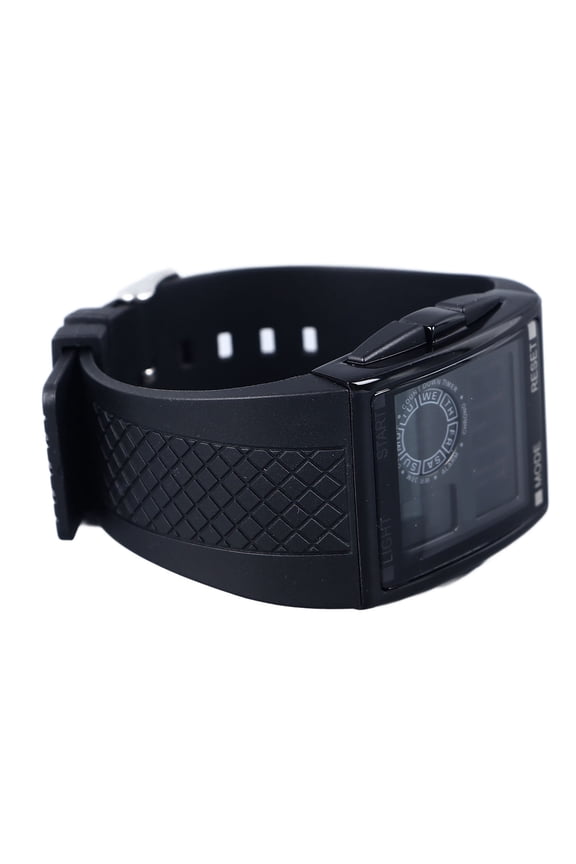 Unisex Digital Sport Watch Waterproof Chronograph LED Luminous Dial Military Tactical Wristwatch with PU Leather Strap Multi Functional Outdoor Timepiece Black 1.54 inches / 39 mm