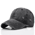 thumbnail image 1 of Vintage Distressed Washed Cotton Dad Hat for Men & Women - Adjustable Ripped Baseball Cap, Packable Soft Top Sun Hat for Outdoor, Casual, Travel Black, 1 of 8