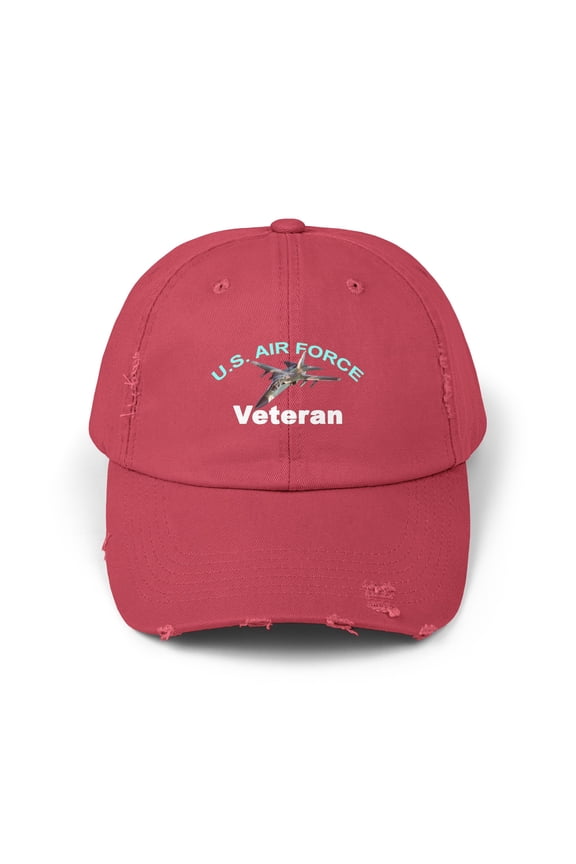 Unisex Distressed Cap US Air Force Veteran - Choose ANY Aircraft