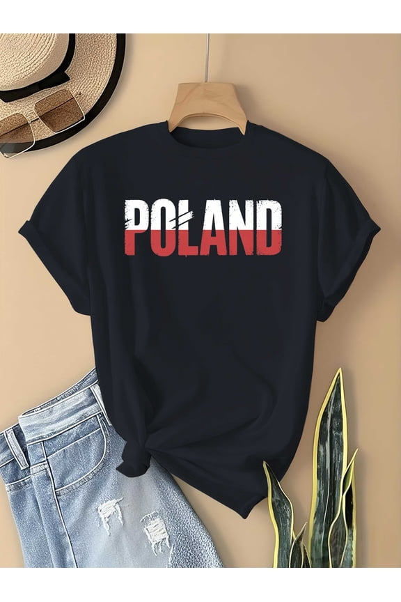 Unisex Distressed Flag Graphic Poland T-Shirt