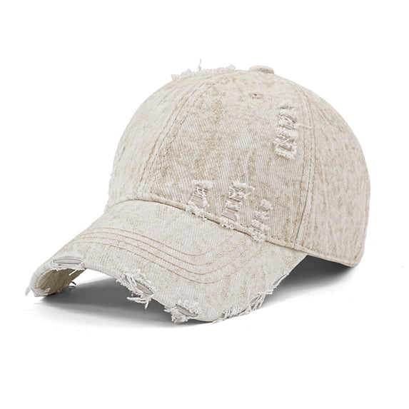 Unisex Distressed Vintage Washed Baseball Cap Classic Retro Washable Cotton Plain Ball Caps Adjustable Golf Dad Hats Beige
