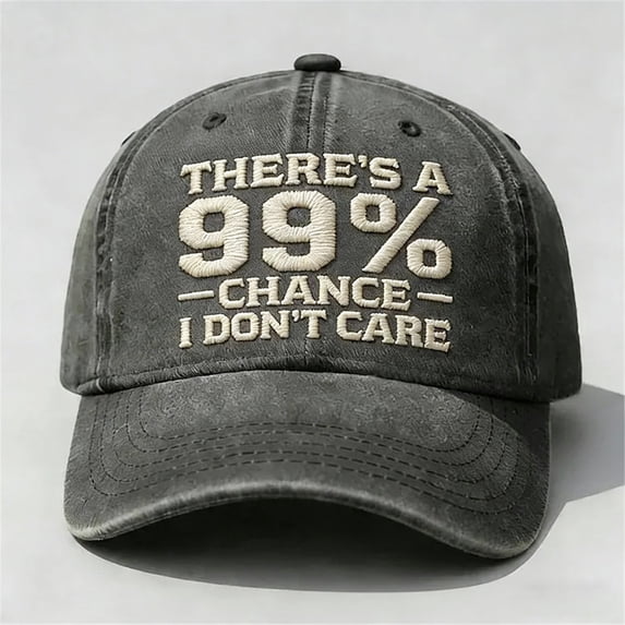 Unisex Distressed Washed Dad Hat with There's A 99% Chance I Don't Care Embroidered, Adjustable Baseball Cap, for Outdoor Sun Protection or Casual Daily Outfits in Summer Black