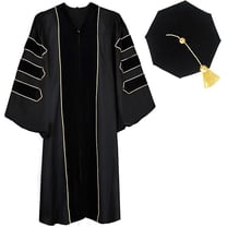 Unisex Doctoral Graduation Gown and and 8-Side Tam with Gold Piping