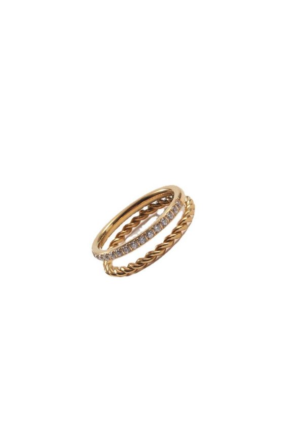 Unisex Double Layer Fried Dough Twists Ring With Zircon Cool Universe Electropltd Size 6 7 8 Packing X1PCS RXPR