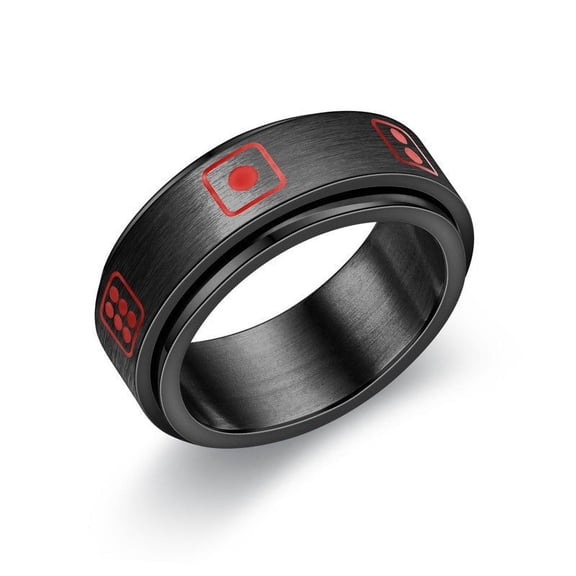 Unisex Double-Layer Rotating Titanium Steel Ring, Geometric Design, Spinner Ring for Men and Women