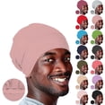 thumbnail image 1 of Unisex Double Layer Sleep Cap - Stretchy Beanie for Curly Hair Care, Soft Chemo Hat for Men & Women, Moisture Locking Night Headwrap for Sleeping & Daily Wear - JN, 1 of 10