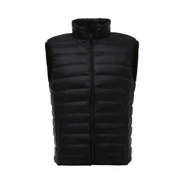 Unisex Down Waistcoat Stand Collar Sleeveless Solid Color Zipper Placket Cotton Vest with Pockets Thin Warm Vest Coat