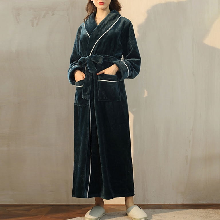 super soft dressing gowns ladies Unisex Gown,Super Fluffy Bathrobe,Winter Cozy Fleece Bath Robe for Women Men Dressing Gown with Pocket Green XXXL NOV_22_MD
