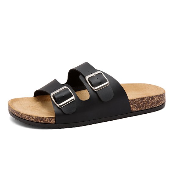 Unisex Dual Buckle Cork Footbed Slide Sandals