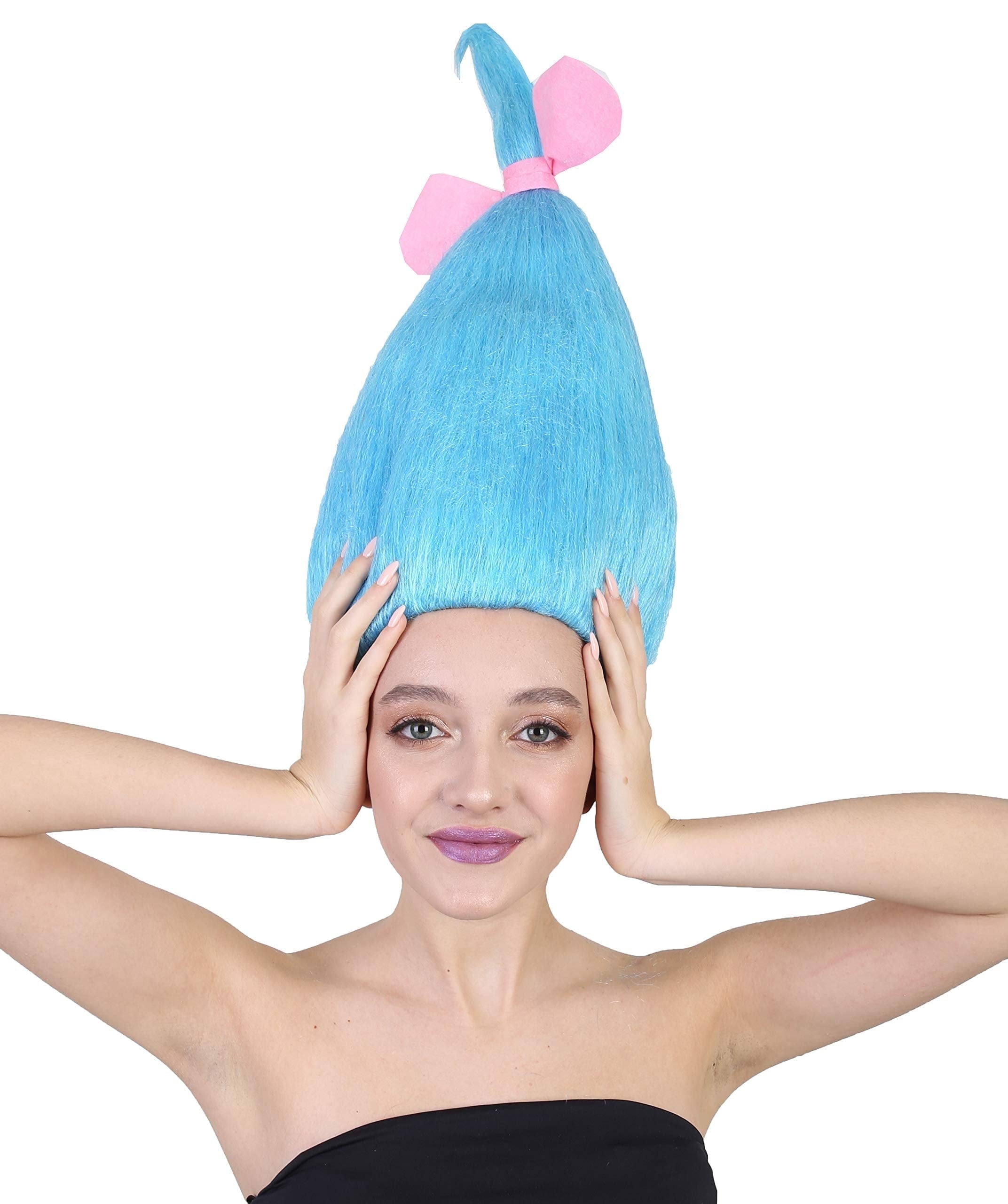 HPO Adult Unisex Dwarf Wig – Tall Blue Wig for Cosplay or Halloween, Premium Breathable Capless Cap