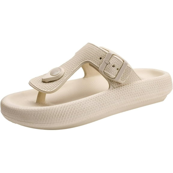 Unisex EVA Pillow Flip Flops with Adjustable Buckle, Classic T-Strap Sandals for Men & Women, Non-Slip Cushioned Sole, Lightweight Summer Slides