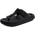 thumbnail image 1 of Unisex EVA Pillow Flip Flops with Adjustable Buckle, Classic T-Strap Sandals for Men & Women, Non-Slip Cushioned Sole, Lightweight Summer Slides, 1 of 14
